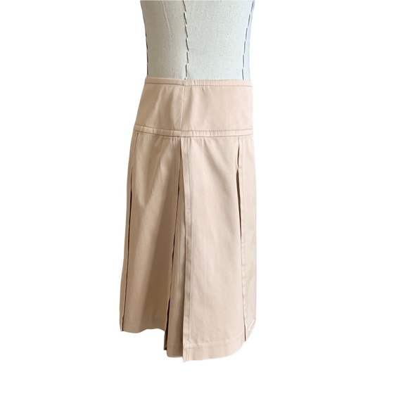 Celine Pleated Khaki Tan Cotton Blend Skirt Classic sz 36 - Picture 2 of 11